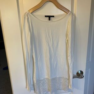 WHBM Off White Lace Band Tee